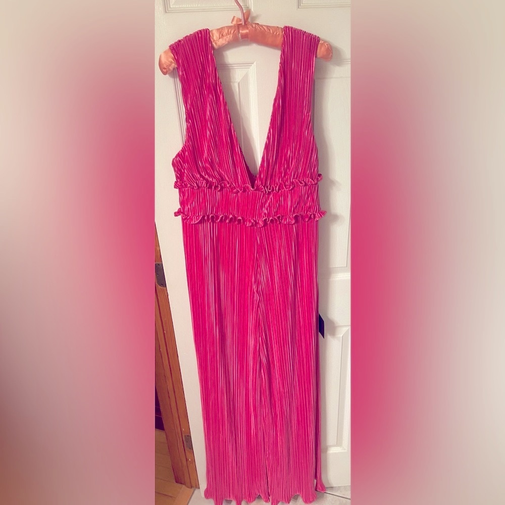 Lulus Pink Pleated Maxi Romper Dress (XL, NWT) - Picture 13 of 13